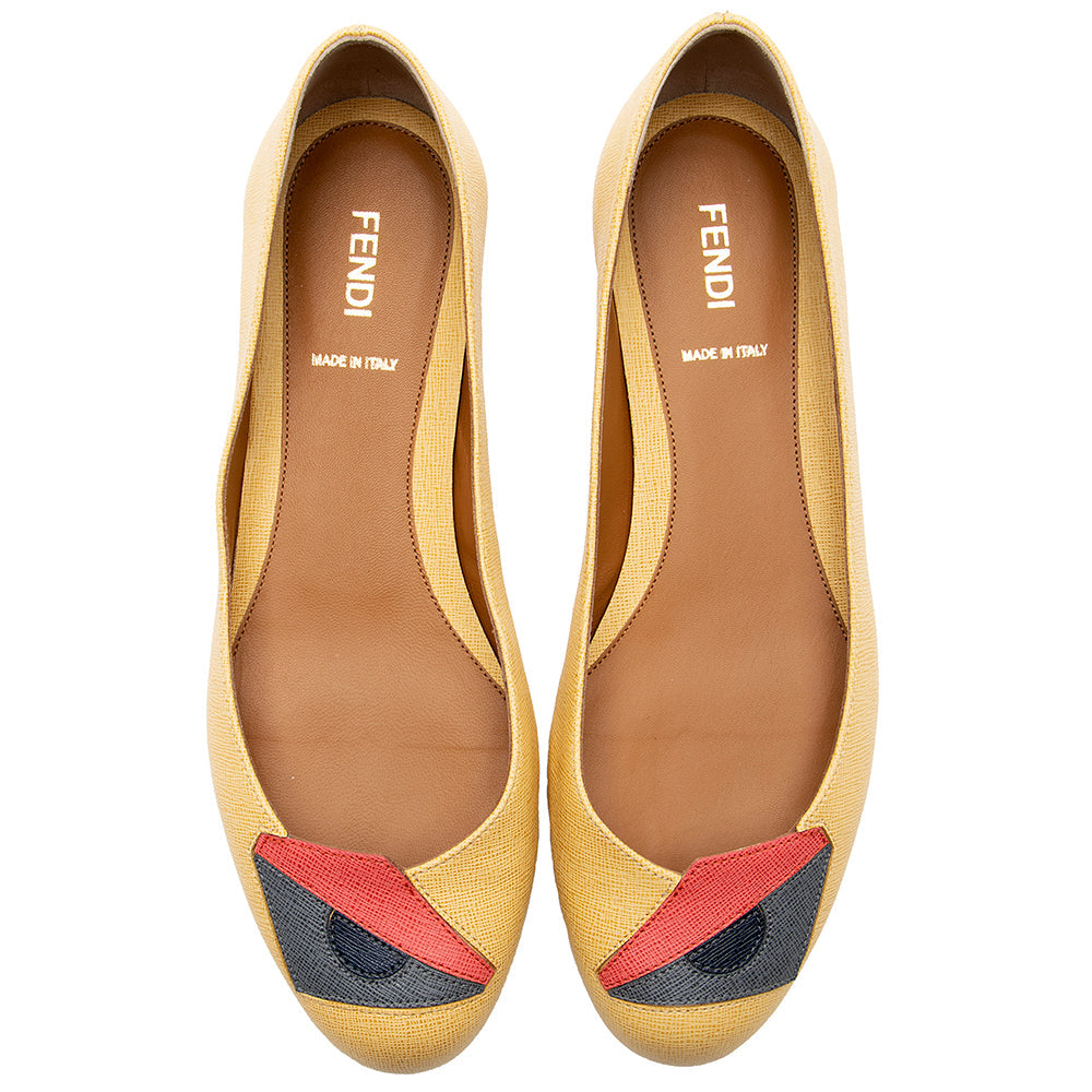 Luxury FendiLeather Monster Ballet Flats - Size 7.5 / 37.5 (SHF-18366)