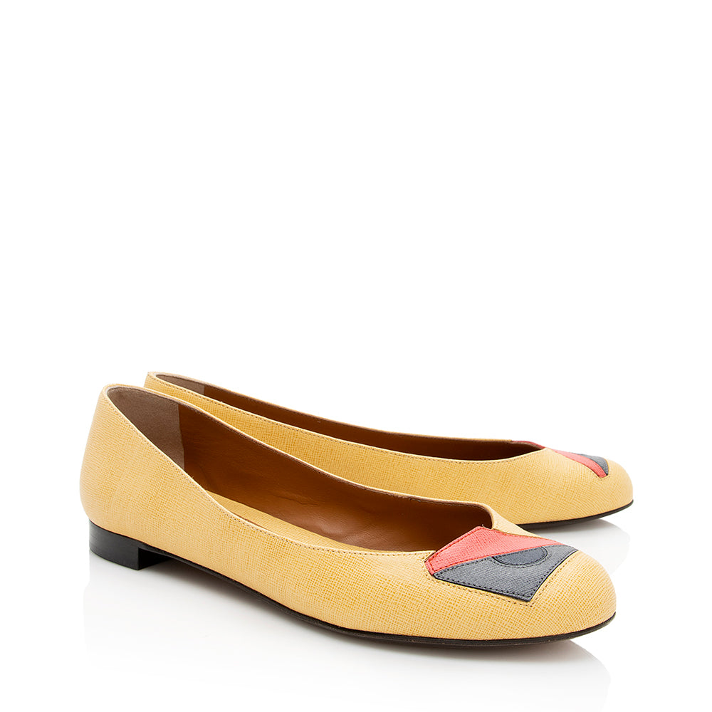 Luxury FendiLeather Monster Ballet Flats - Size 7.5 / 37.5 (SHF-18366)