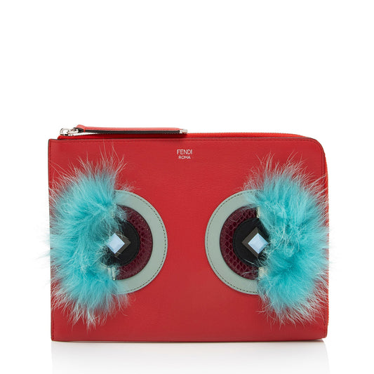 Luxury FendiLeather Monster Zip Clutch (SHF-1L3C25)