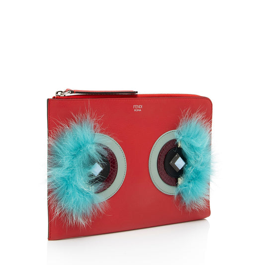 Luxury FendiLeather Monster Zip Clutch (SHF-1L3C25)