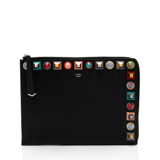 Luxury FendiLeather Multicolor Studded Zip Pouch (SHF-p0OjB0)