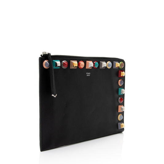 Luxury FendiLeather Multicolor Studded Zip Pouch (SHF-p0OjB0)