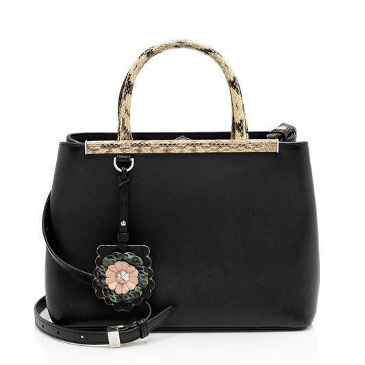 Luxury FendiLeather Python Flowerland Petite 2Jours Tote (SHF-Gcyu5G)