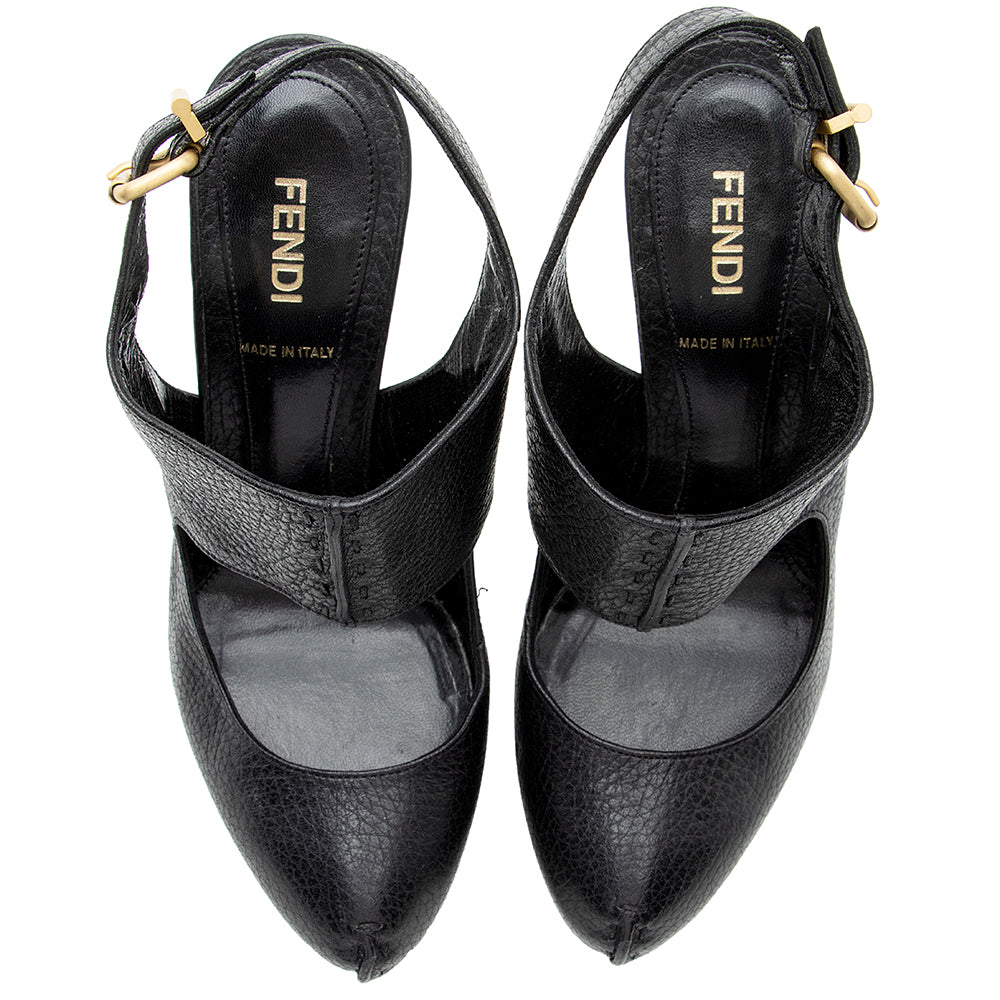 Luxury FendiLeather Slingback Pumps - Size 6.5 / 36.5 (SHF-18130)