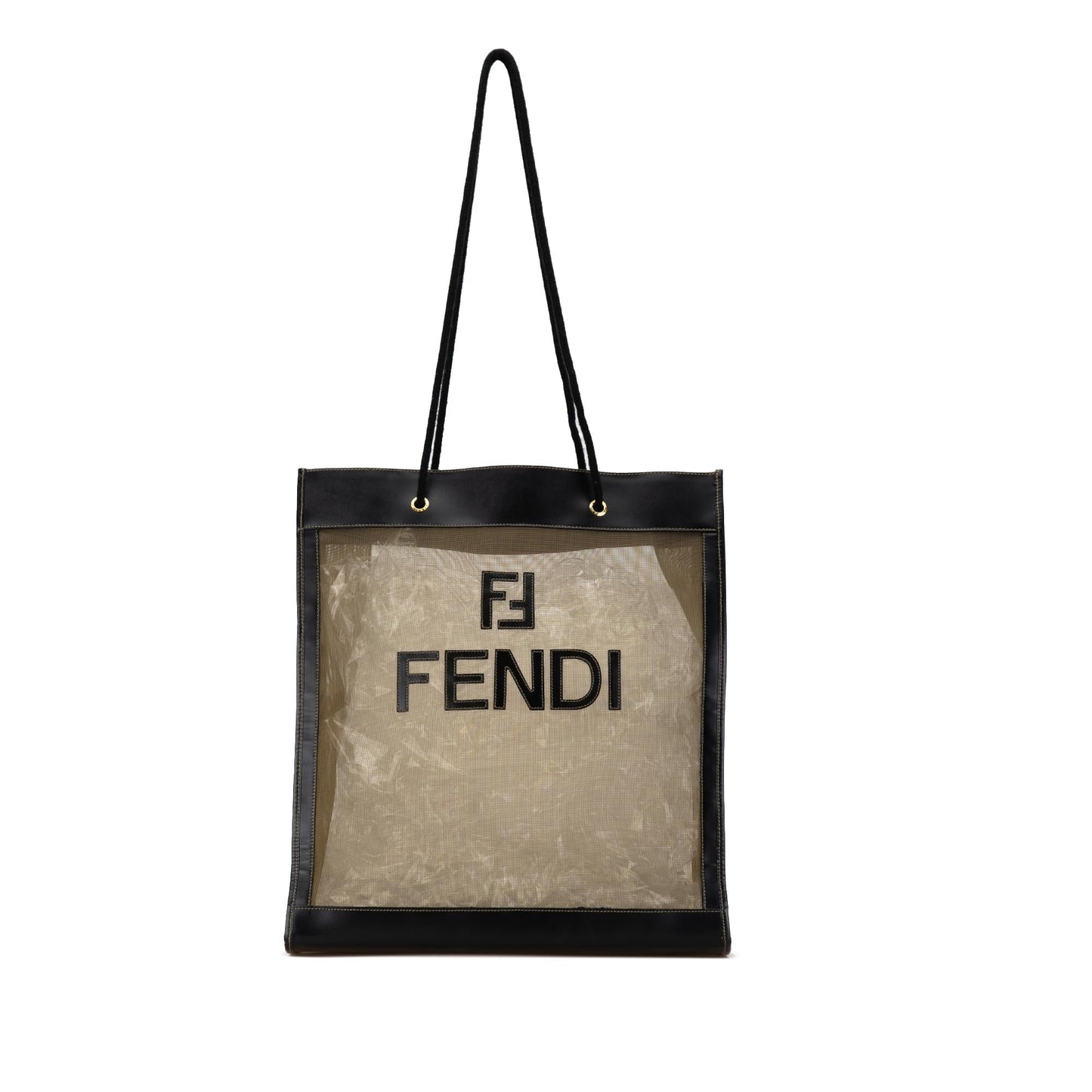 Luxury FendiLeather-Trimmed Mesh Logo Tote (SHG-u56EIb)
