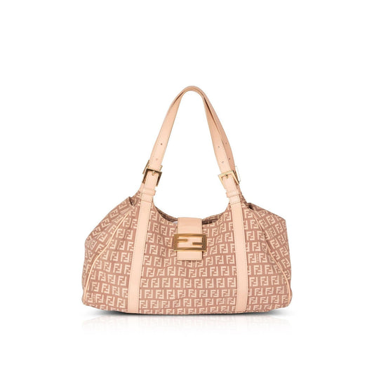 Fendi Leather-Trimmed Zucchino Shoulder Bag
