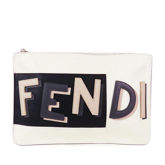 Luxury FendiLeather Vocabulary 3D Logo Zip Pouch (SHG-JtWzTA)