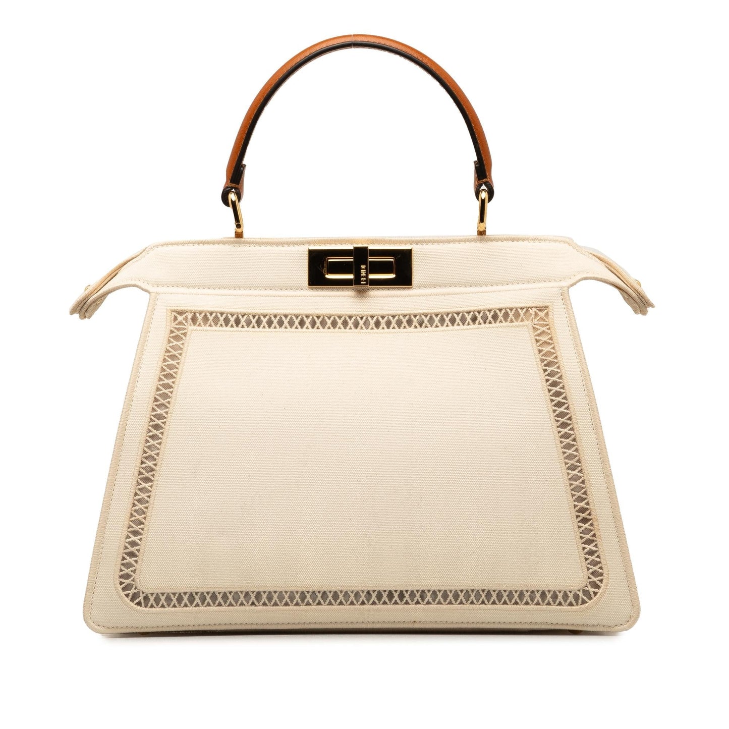 Luxury FendiMedium Canvas Peekaboo ISeeU Satchel (SHG-45WVDg)