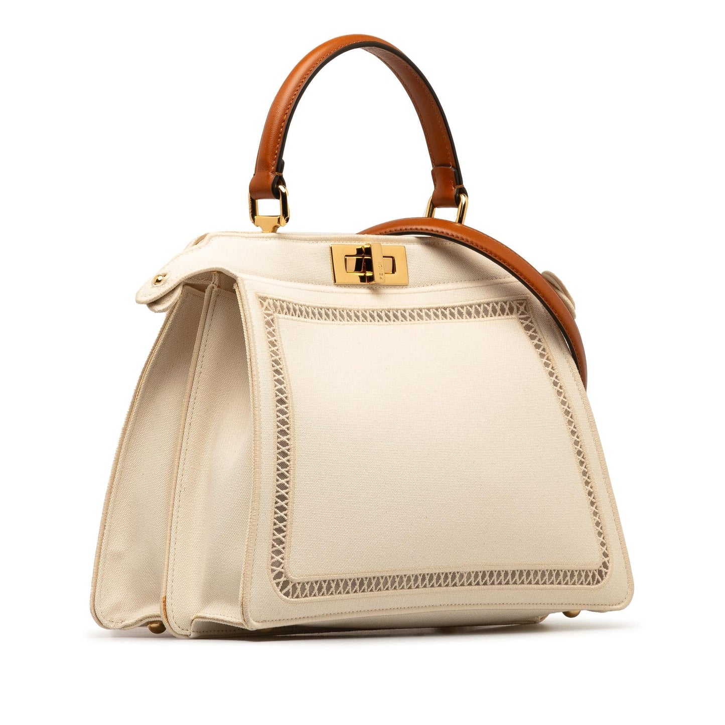 Luxury FendiMedium Canvas Peekaboo ISeeU Satchel (SHG-45WVDg)