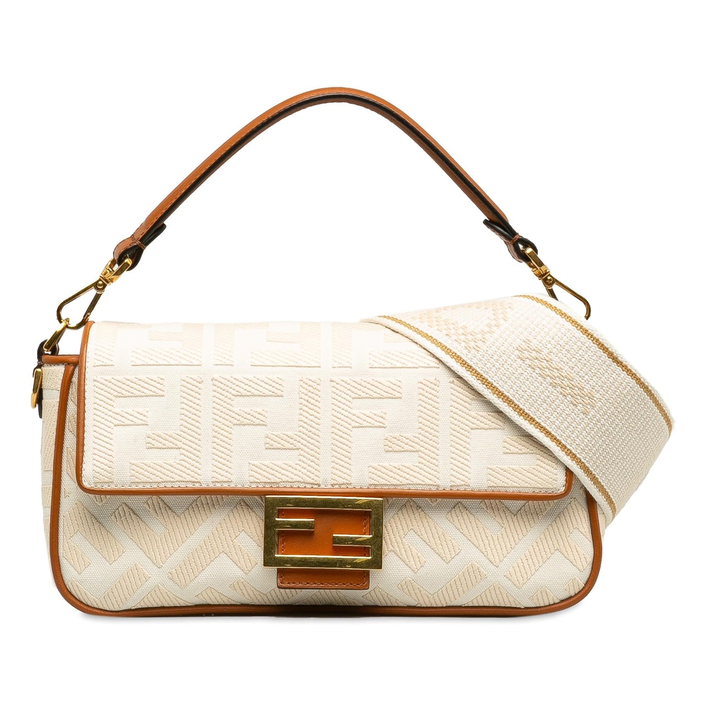 Luxury FendiMedium Embossed Canvas FF Baguette (SHG-K9Z8RL)
