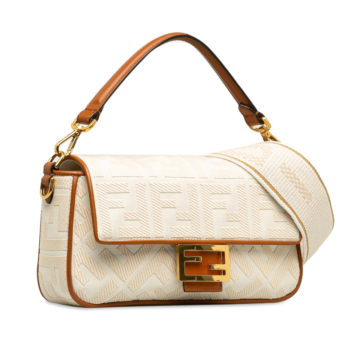 Luxury FendiMedium Embossed Canvas FF Baguette (SHG-K9Z8RL)