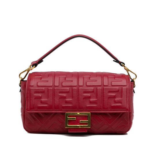 Luxury FendiMedium Embossed Zucca Baguette (SHG-nWpDEM)