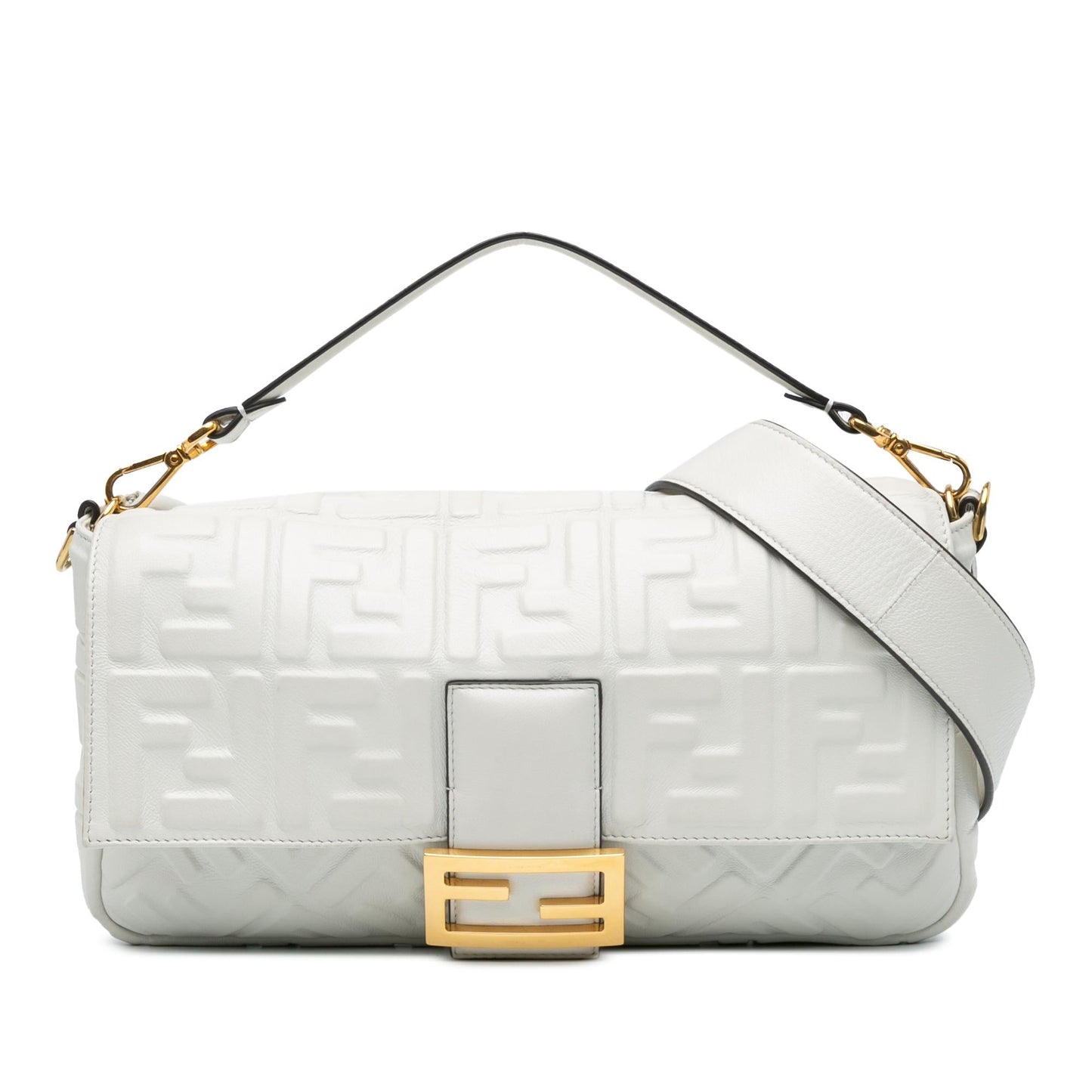 Luxury FendiMedium Leather Embossed FF Baguette Satchel (SHG-agyb4y)