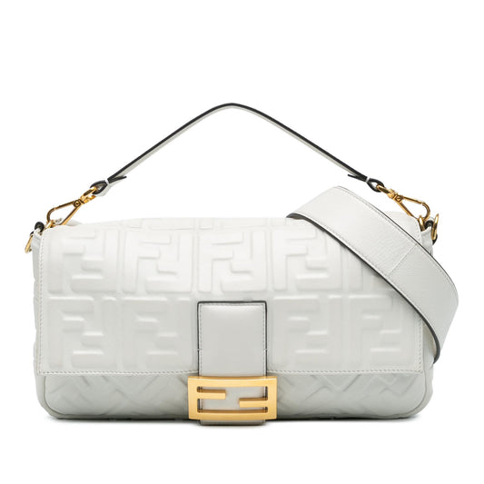 Luxury FendiMedium Leather Embossed FF Baguette Satchel (SHG-agyb4y)