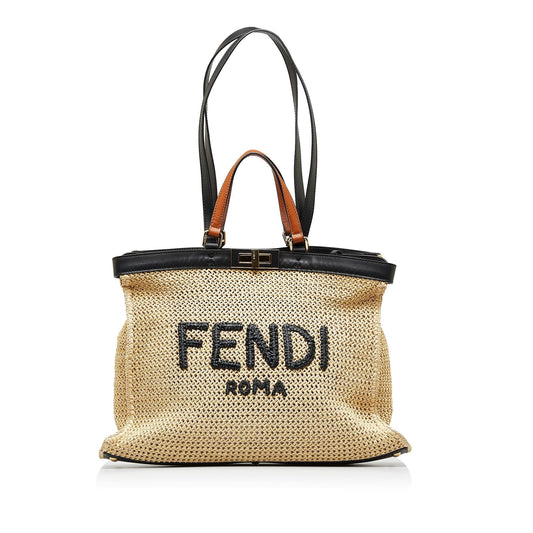 Luxury FendiMedium Raffia Peekaboo X-Tote (SHG-XeawZy)