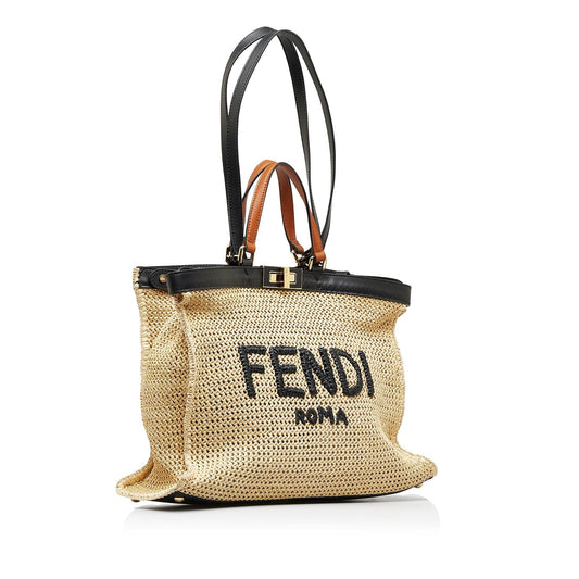 Luxury FendiMedium Raffia Peekaboo X-Tote (SHG-XeawZy)