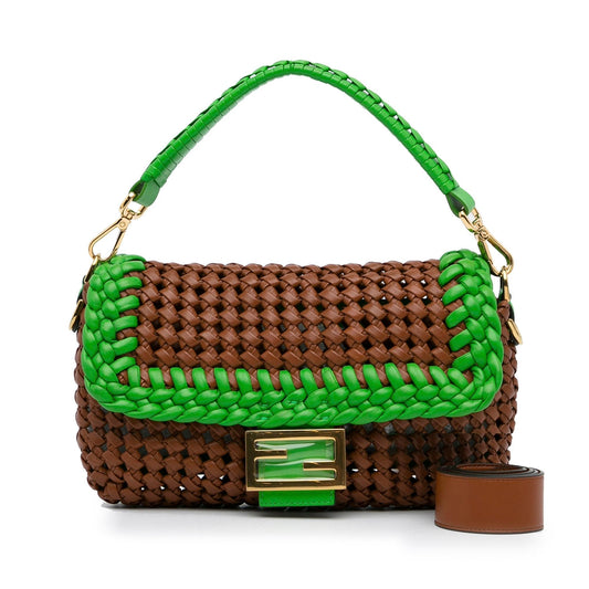 Luxury FendiMedium Woven Leather Baguette Bag (SHG-TagzzS)