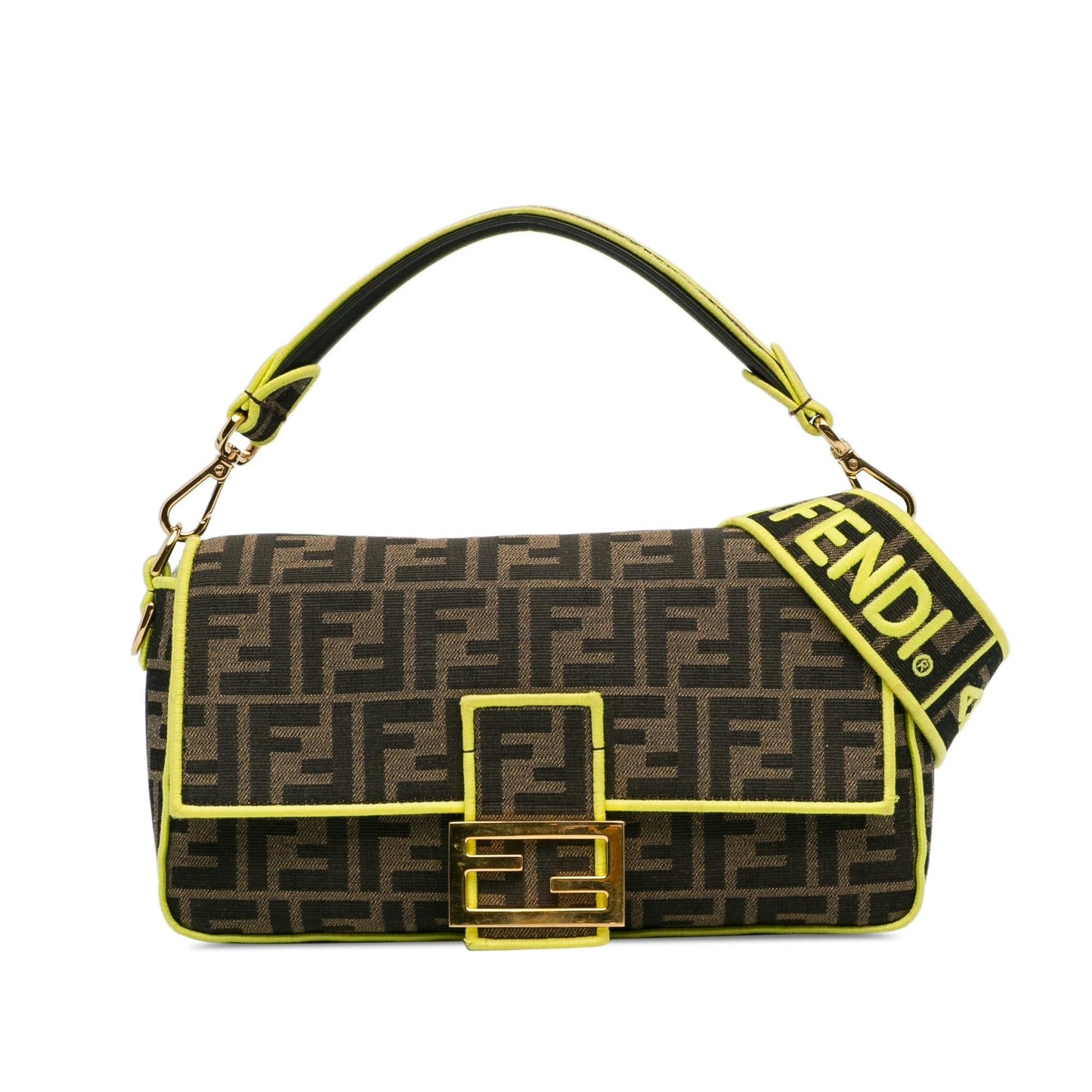 Luxury FendiMedium Zucca Fluo Trim Baguette Satchel (SHG-jS2nD7)
