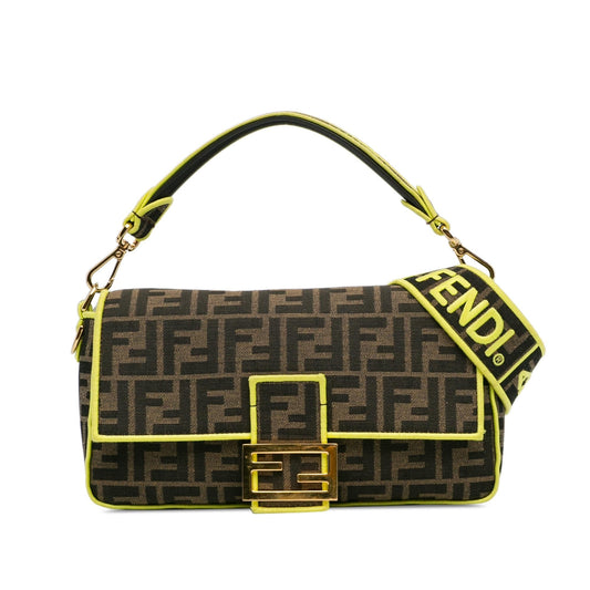 Luxury FendiMedium Zucca Fluo Trim Baguette Satchel (SHG-jS2nD7)