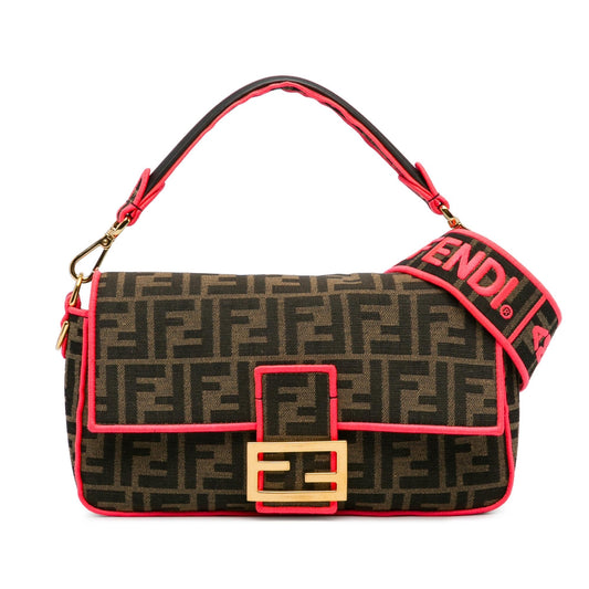 Luxury FendiMedium Zucca Fluo Trim Baguette Satchel (SHG-Ufu9VZ)