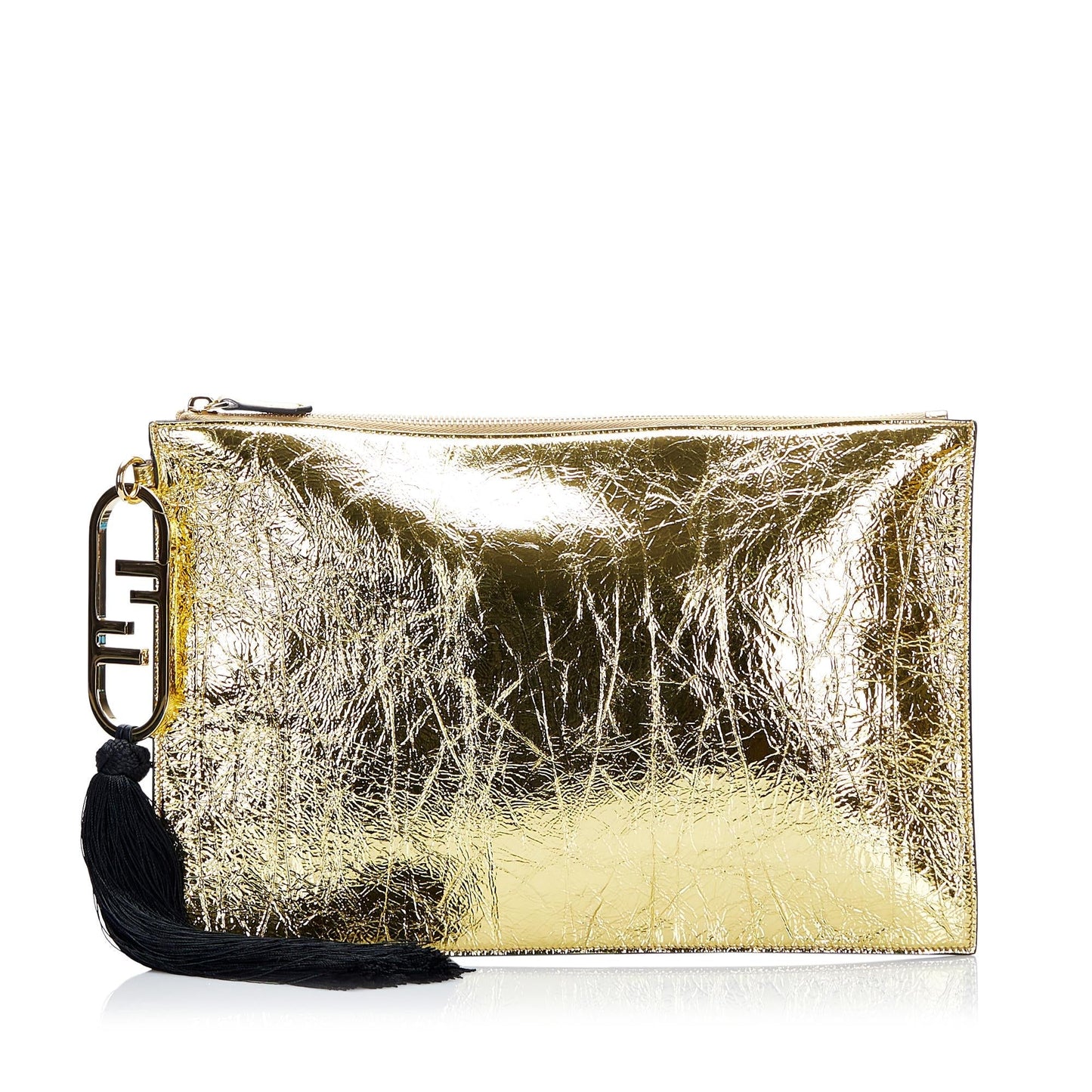 Luxury FendiMetallic FF Tassel Clutch Bag (SHG-TuKBOV)