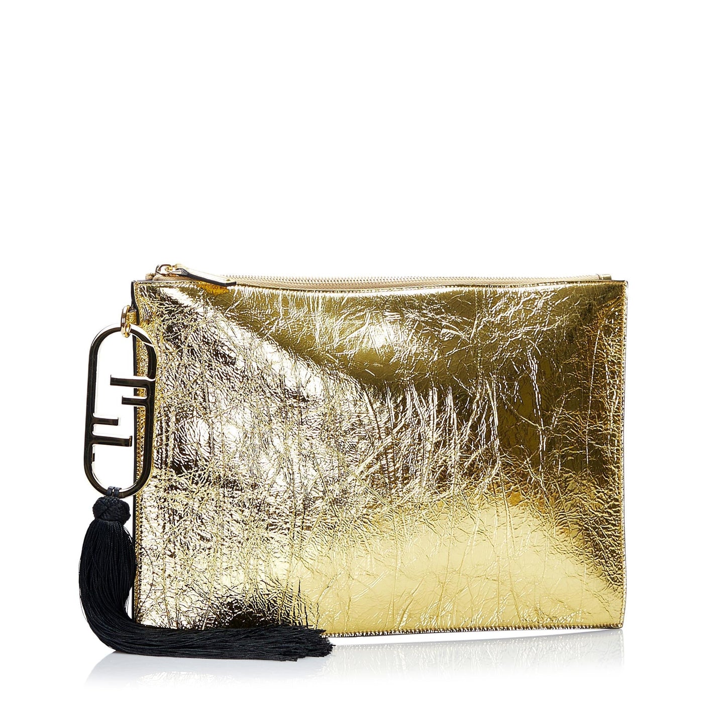 Luxury FendiMetallic FF Tassel Clutch Bag (SHG-TuKBOV)