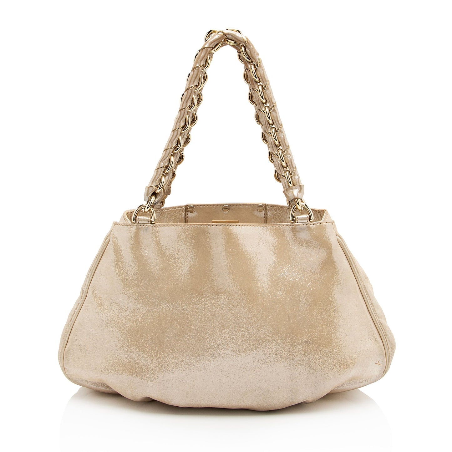 Luxury FendiMetallic Leather Mia Small Tote (SHF-a0flcj)