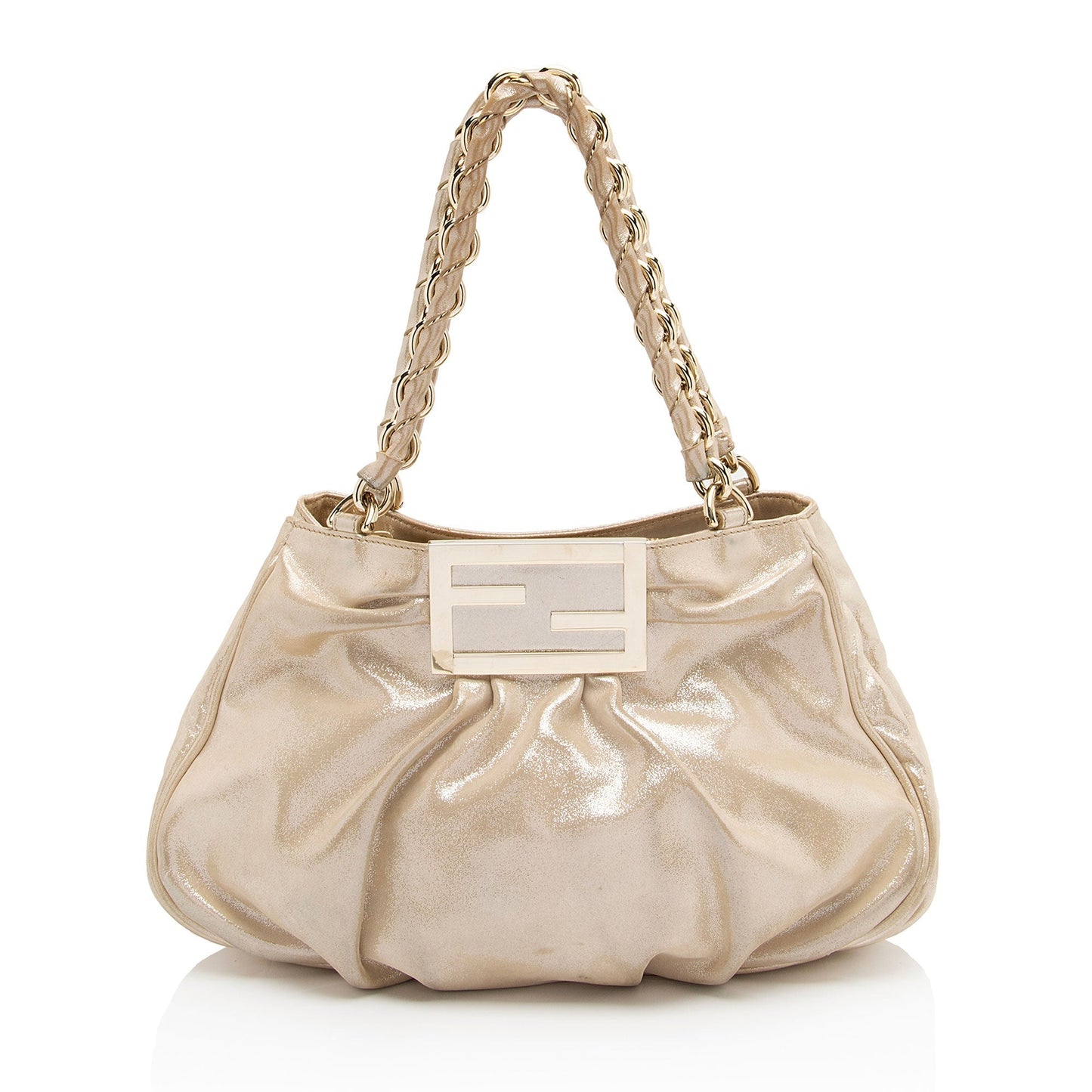 Luxury FendiMetallic Leather Mia Small Tote (SHF-a0flcj)