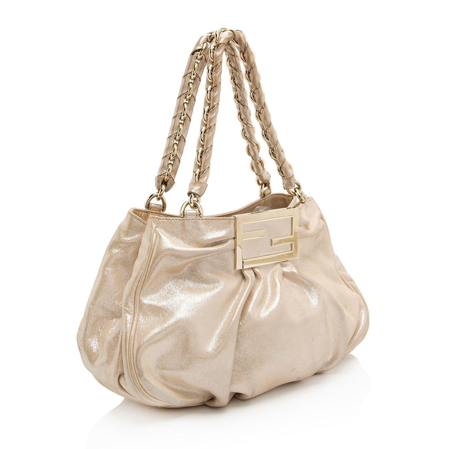 Luxury FendiMetallic Leather Mia Small Tote (SHF-a0flcj)