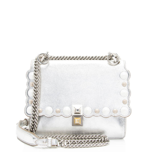 Luxury FendiMetallic Studded Vitello Kan I Small Shoulder Bag (SHF-wfU1M1)