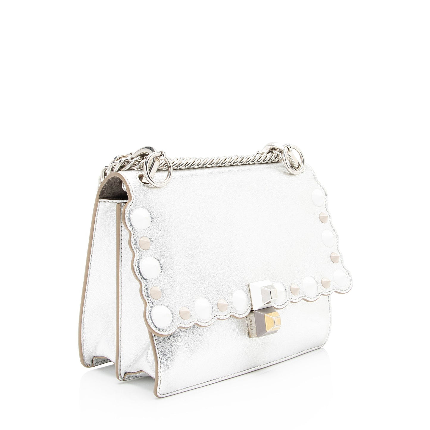 Luxury FendiMetallic Studded Vitello Kan I Small Shoulder Bag (SHF-wfU1M1)