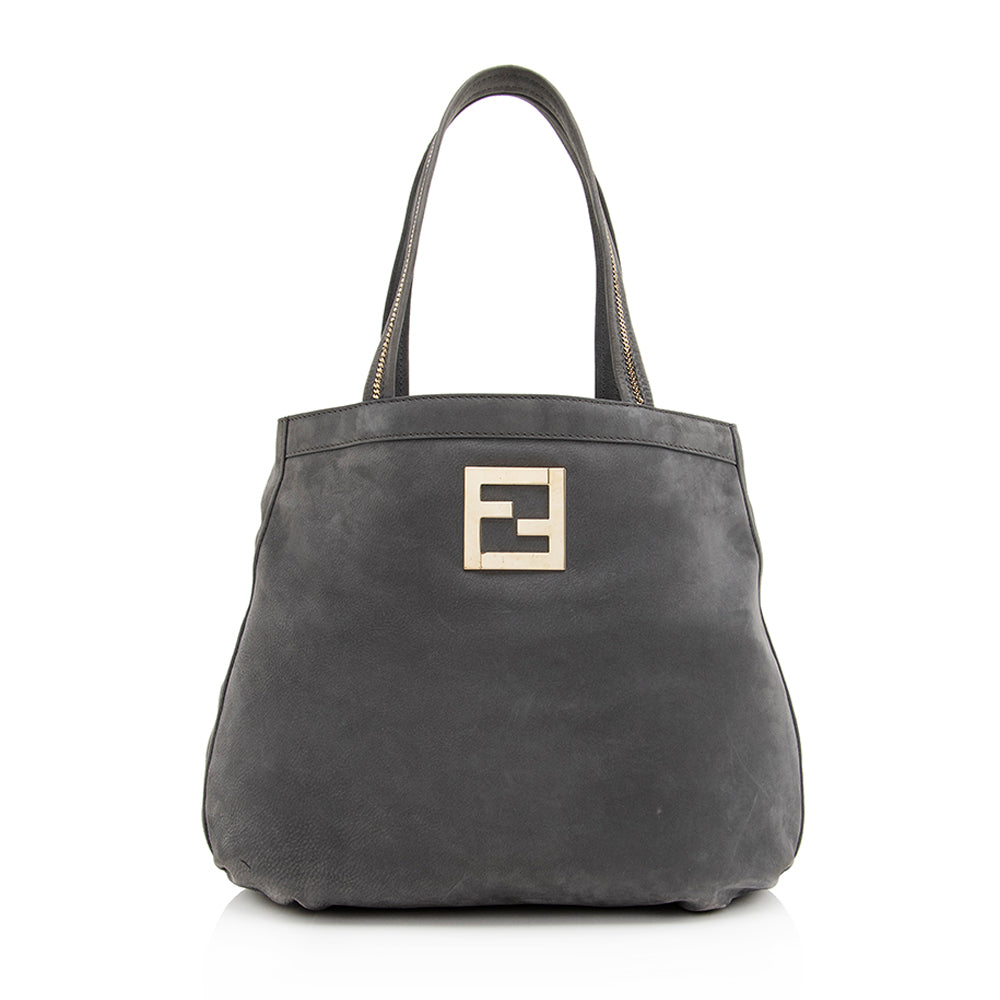 Luxury FendiMetallic Suede Chain Trim Tote (SHF-19730)
