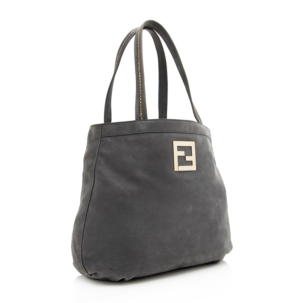 Luxury FendiMetallic Suede Chain Trim Tote (SHF-19730)