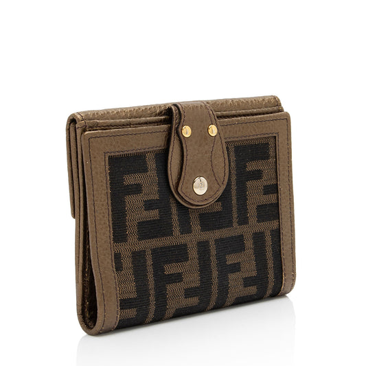 Luxury FendiMetallic Zucca Compact Wallet (SHF-JIlxwg)
