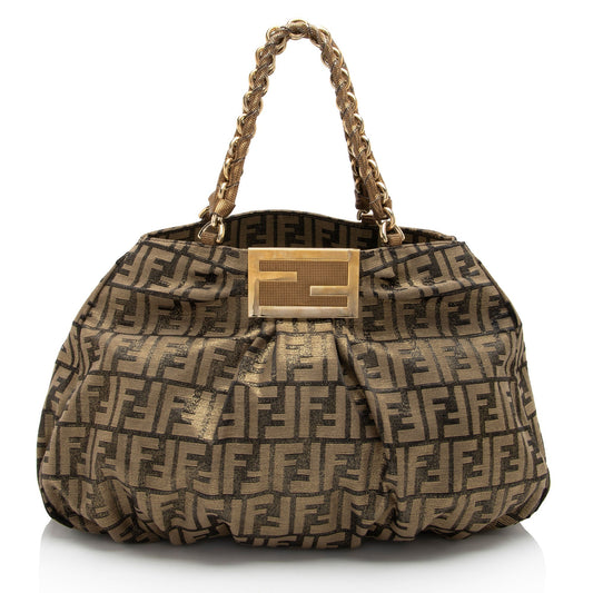 Luxury FendiMetallic Zucca Mia Large Tote (SHF-u1X9R2)
