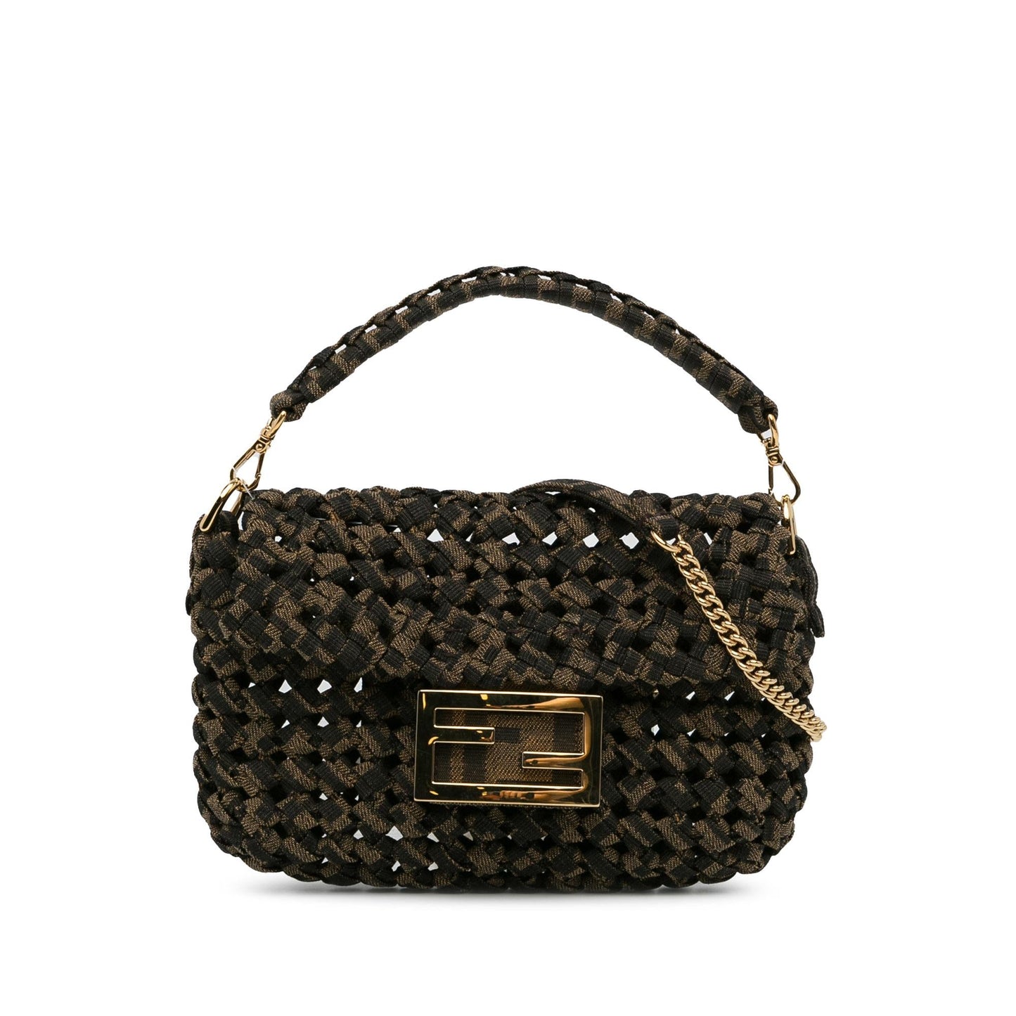 Luxury FendiMini Interlaced Canvas Zucca Baguette Satchel (SHG-W2qFIQ)