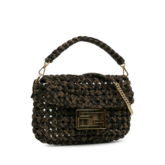 Luxury FendiMini Interlaced Canvas Zucca Baguette Satchel (SHG-W2qFIQ)