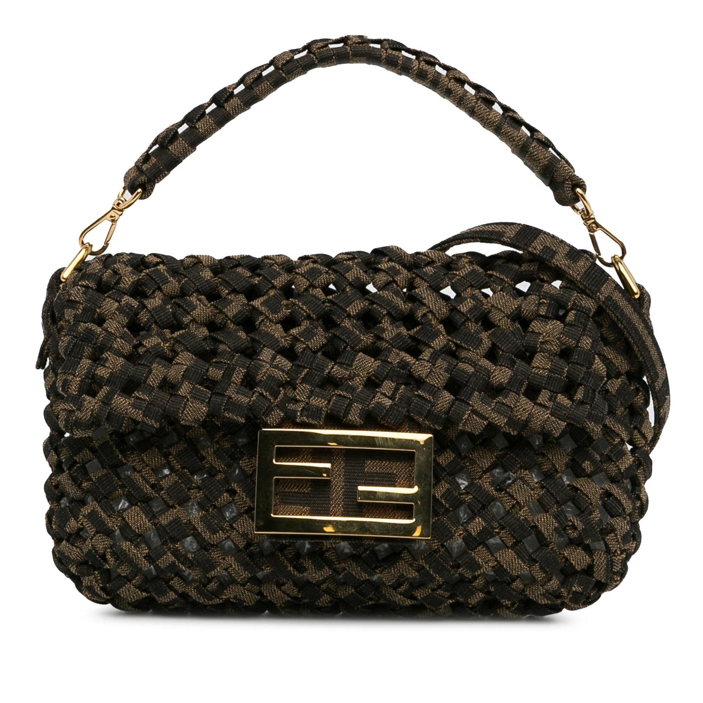 Luxury FendiMini Interlaced Canvas Zucca Baguette Satchel (SHG-xF9TgC)