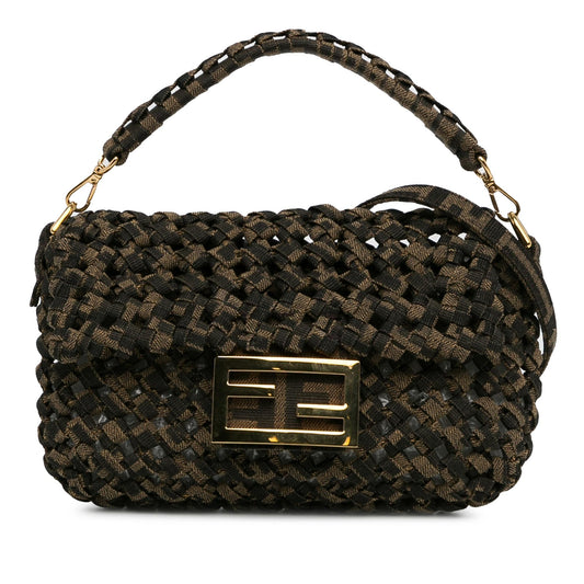 Luxury FendiMini Interlaced Canvas Zucca Baguette Satchel (SHG-xF9TgC)