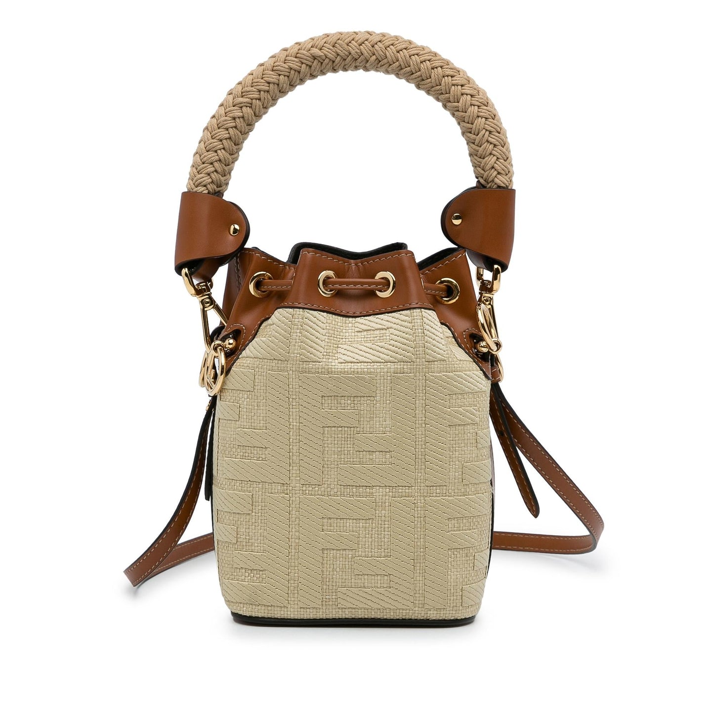 Luxury FendiMini Raffia Zucca Mon Tresor Bucket Bag (SHG-nU09oe)