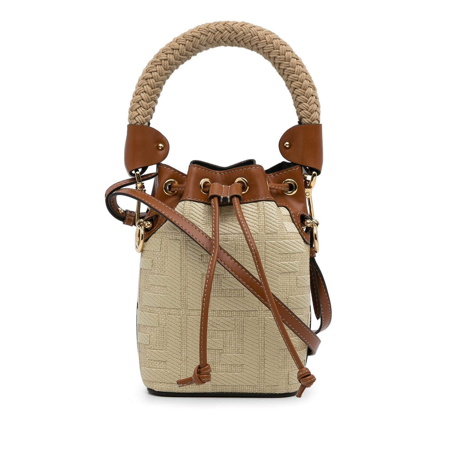 Luxury FendiMini Raffia Zucca Mon Tresor Bucket Bag (SHG-nU09oe)