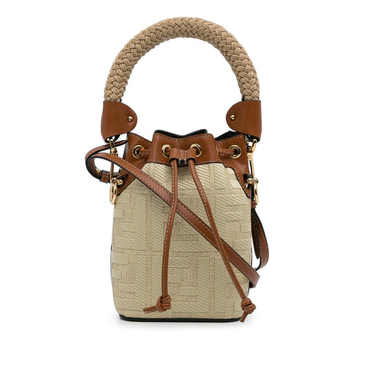 Luxury FendiMini Raffia Zucca Mon Tresor Bucket Bag (SHG-nU09oe)