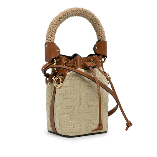 Luxury FendiMini Raffia Zucca Mon Tresor Bucket Bag (SHG-nU09oe)