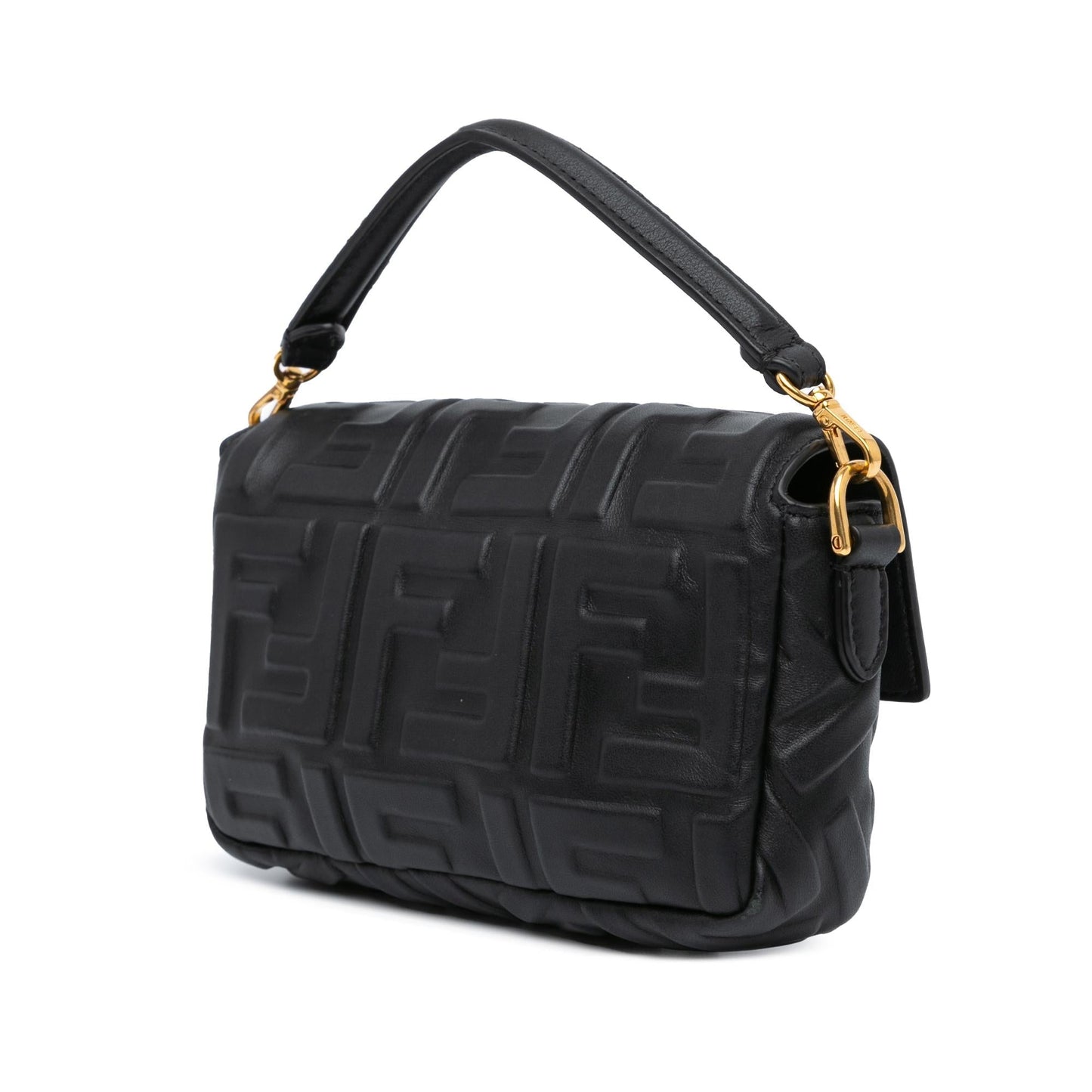 Luxury FendiMini Zucca Embossed Leather Baguette Satchel (SHG-ALnDVt)