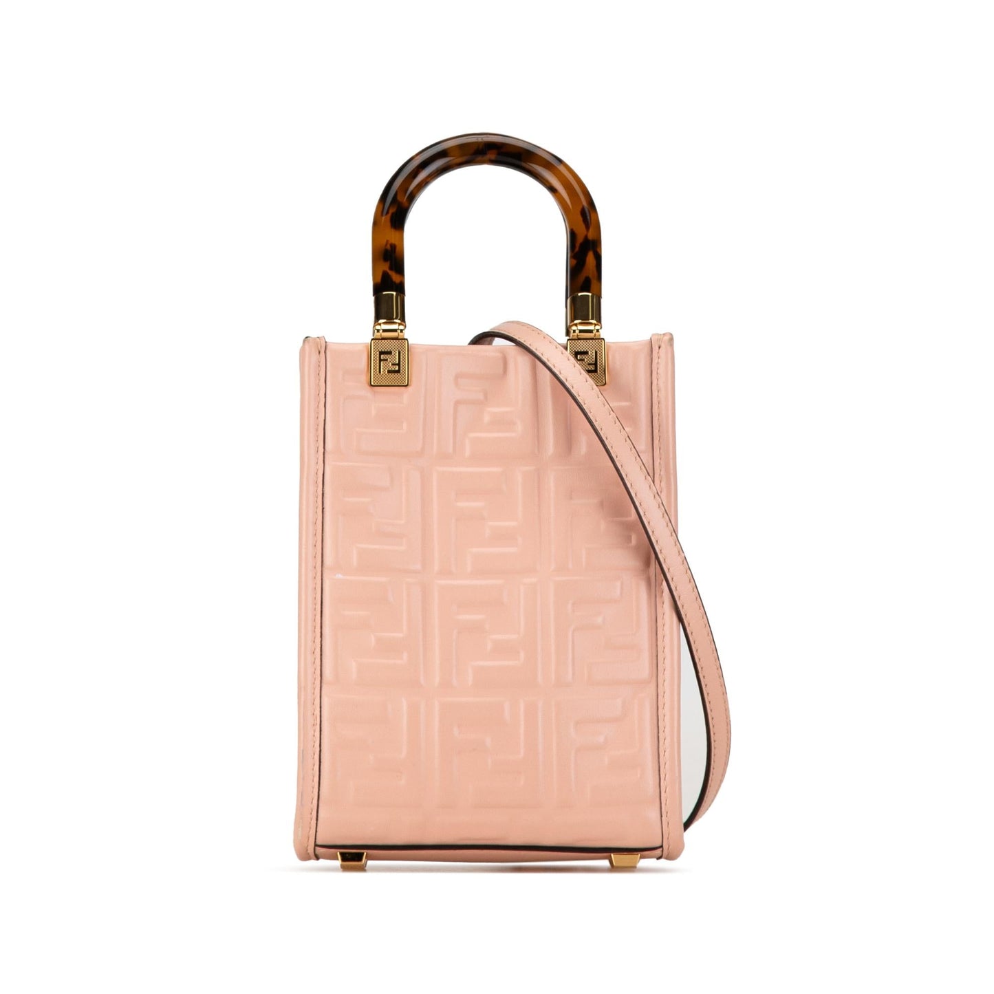 Luxury FendiMini Zucca Embossed Sunshine Shopper Tote (SHG-HutZTE)