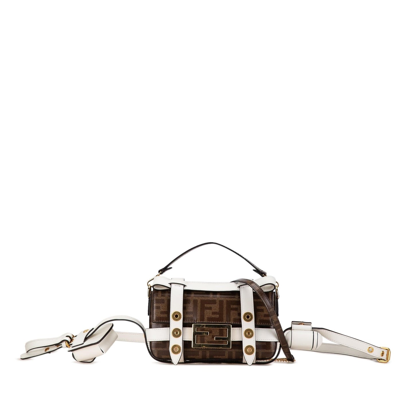 Luxury FendiMini Zucca Glazed Fabric Cage Baguette Satchel (SHG-TbFAPz)