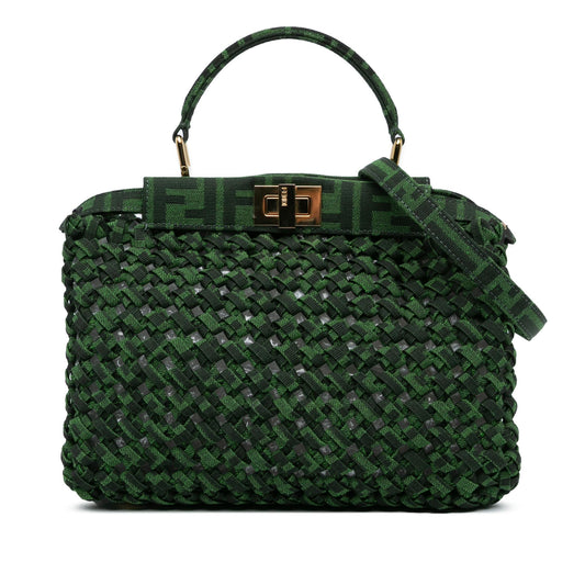 Luxury FendiMini Zucca Interlaced Canvas Iconic Peekaboo Satchel (SHG-bvHwrT)