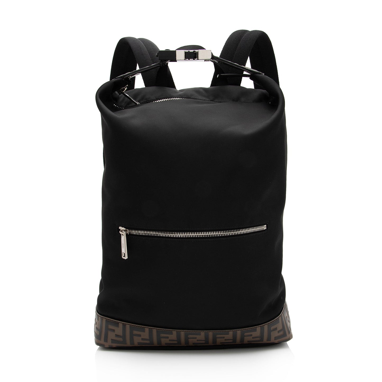 Luxury FendiNylon FF Embossed Calfskin Santander Backpack (SHF-FMXHgb)