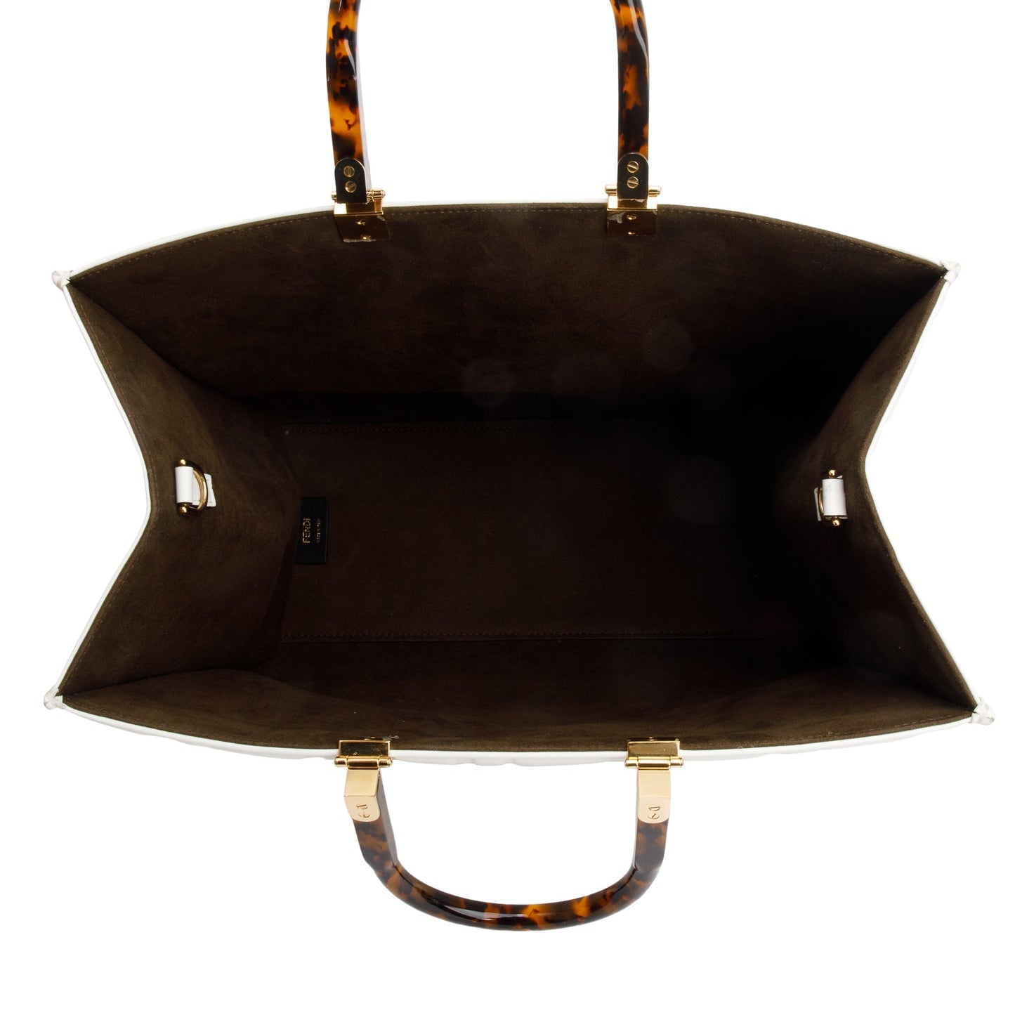 Fendi Off White Zucca FF Leather Medium Sunshine Tote Bag
