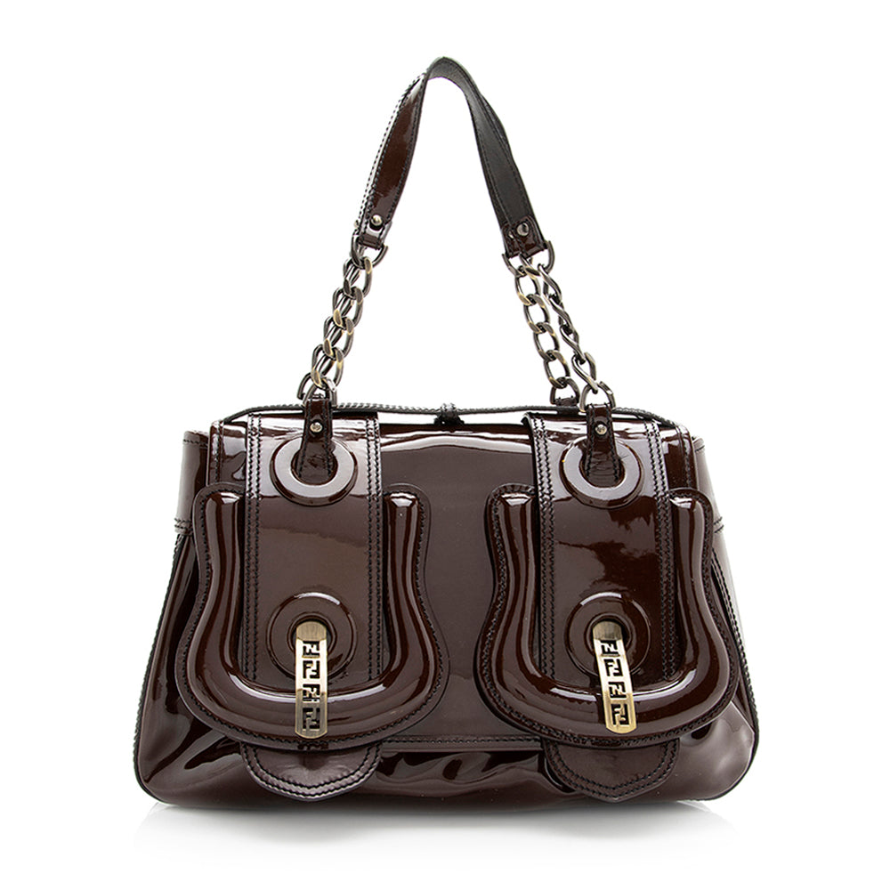 Luxury FendiPatent Leather B Buckle Bag - FINAL SALE (SHF-19713)